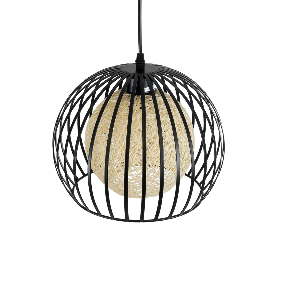GLOBOSTAR® CARTER 00960 Μοντέρνο Κρεμαστό Φωτιστικό Οροφής με Ντουί 1 x E27 AC 220-240V IP20 - Μαύρο & Μπεζ - Μ28 x Π28 x Υ23cm - Image 7