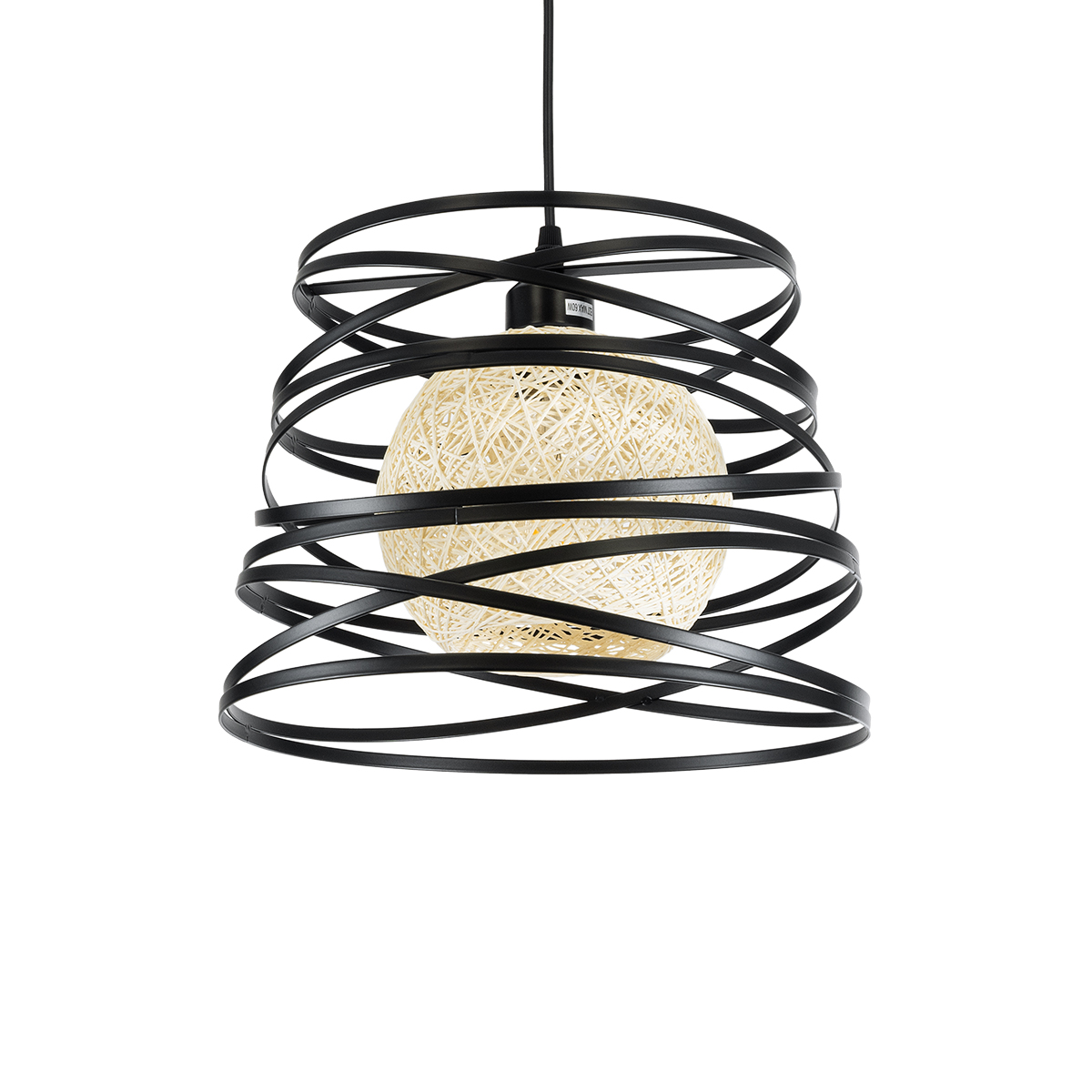 GLOBOSTAR® CARTER 00961 Μοντέρνο Κρεμαστό Φωτιστικό Οροφής με Ντουί 1 x E27 AC 220-240V IP20 - Μαύρο & Μπεζ - Μ32 x Π32 x Υ25cm - Image 2