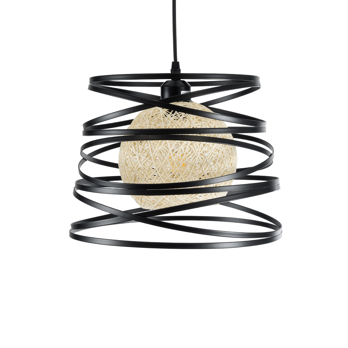 GLOBOSTAR® CARTER 00961 Μοντέρνο Κρεμαστό Φωτιστικό Οροφής με Ντουί 1 x E27 AC 220-240V IP20 - Μαύρο & Μπεζ - Μ32 x Π32 x Υ25cm - Image 5