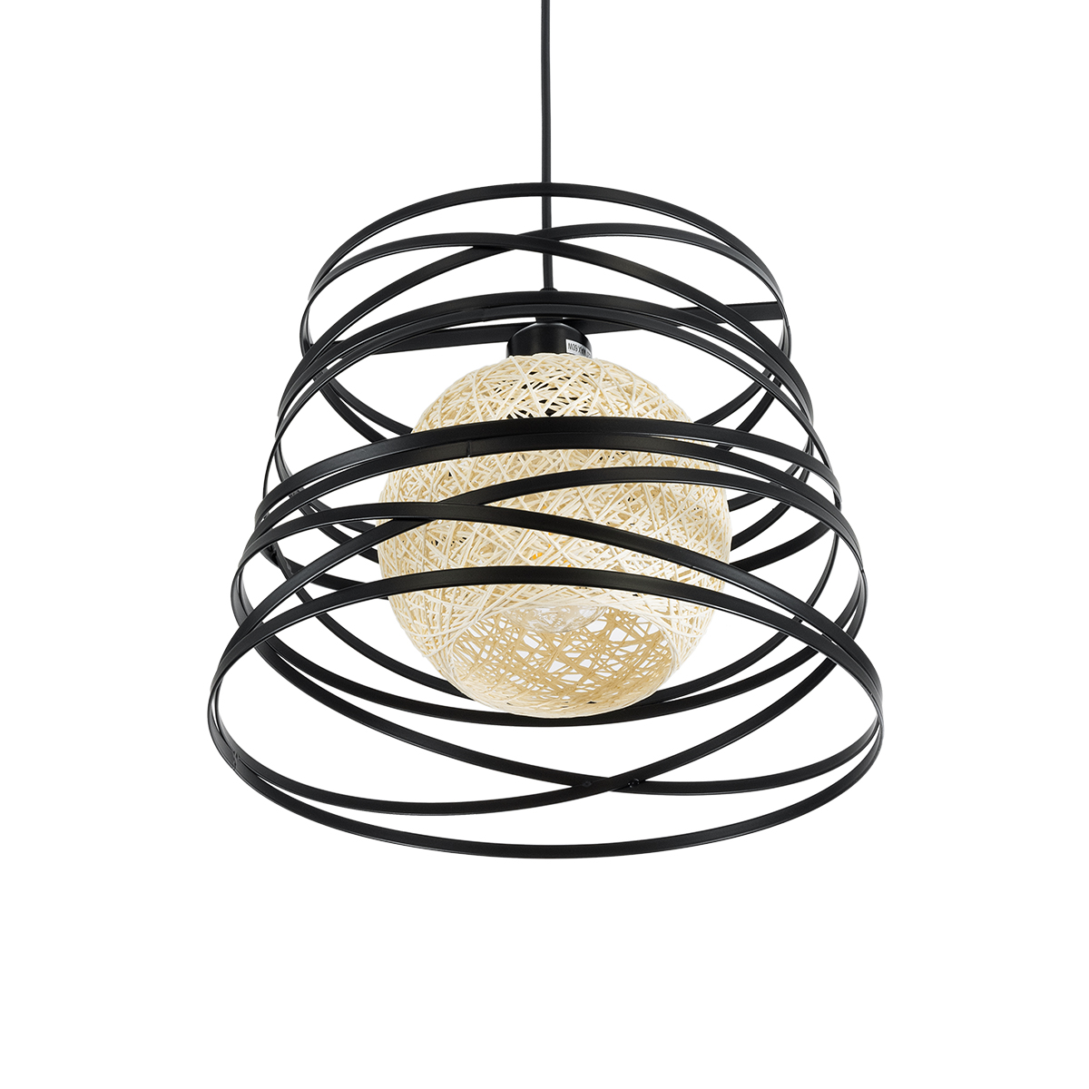 GLOBOSTAR® CARTER 00961 Μοντέρνο Κρεμαστό Φωτιστικό Οροφής με Ντουί 1 x E27 AC 220-240V IP20 - Μαύρο & Μπεζ - Μ32 x Π32 x Υ25cm - Image 6