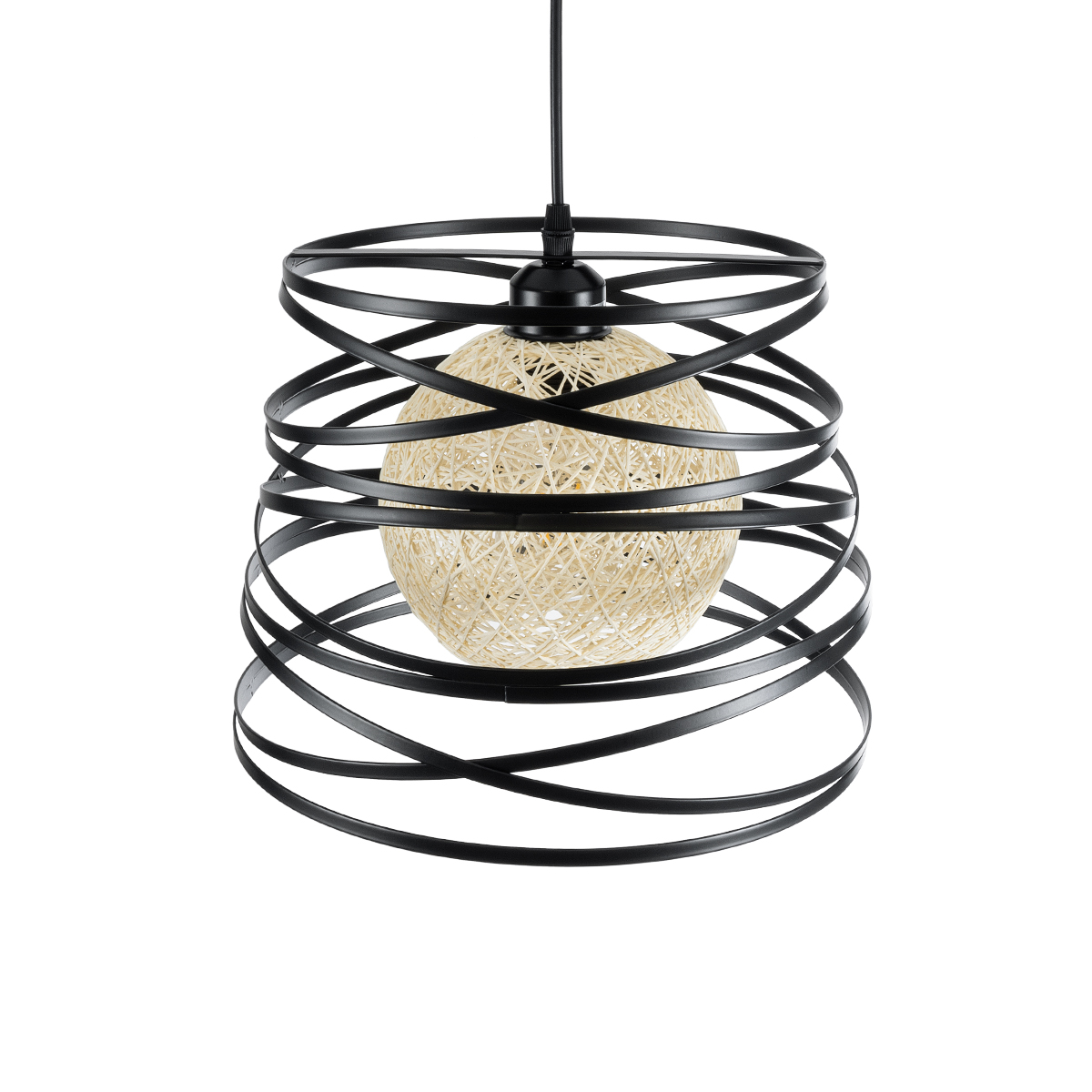 GLOBOSTAR® CARTER 00961 Μοντέρνο Κρεμαστό Φωτιστικό Οροφής με Ντουί 1 x E27 AC 220-240V IP20 - Μαύρο & Μπεζ - Μ32 x Π32 x Υ25cm - Image 7