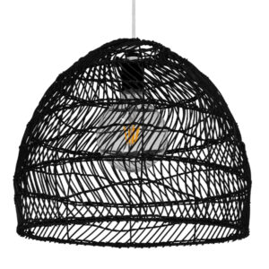 GLOBOSTAR® MALIBU 00969 Boho Κρεμαστό Φωτιστικό Οροφής με Ντουί 1 x E27 AC 220-240V IP20 - Μαύρο - Μ40 x Π40 x Υ35cm