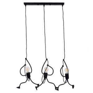 GLOBOSTAR® LITTLE MAN 00980 Μοντέρνο Κρεμαστό Φωτιστικό Οροφής με Ντουί 3 x E27 AC 220-240V IP20 - Μαύρο - Μ70 x Π10 x Υ105cm
