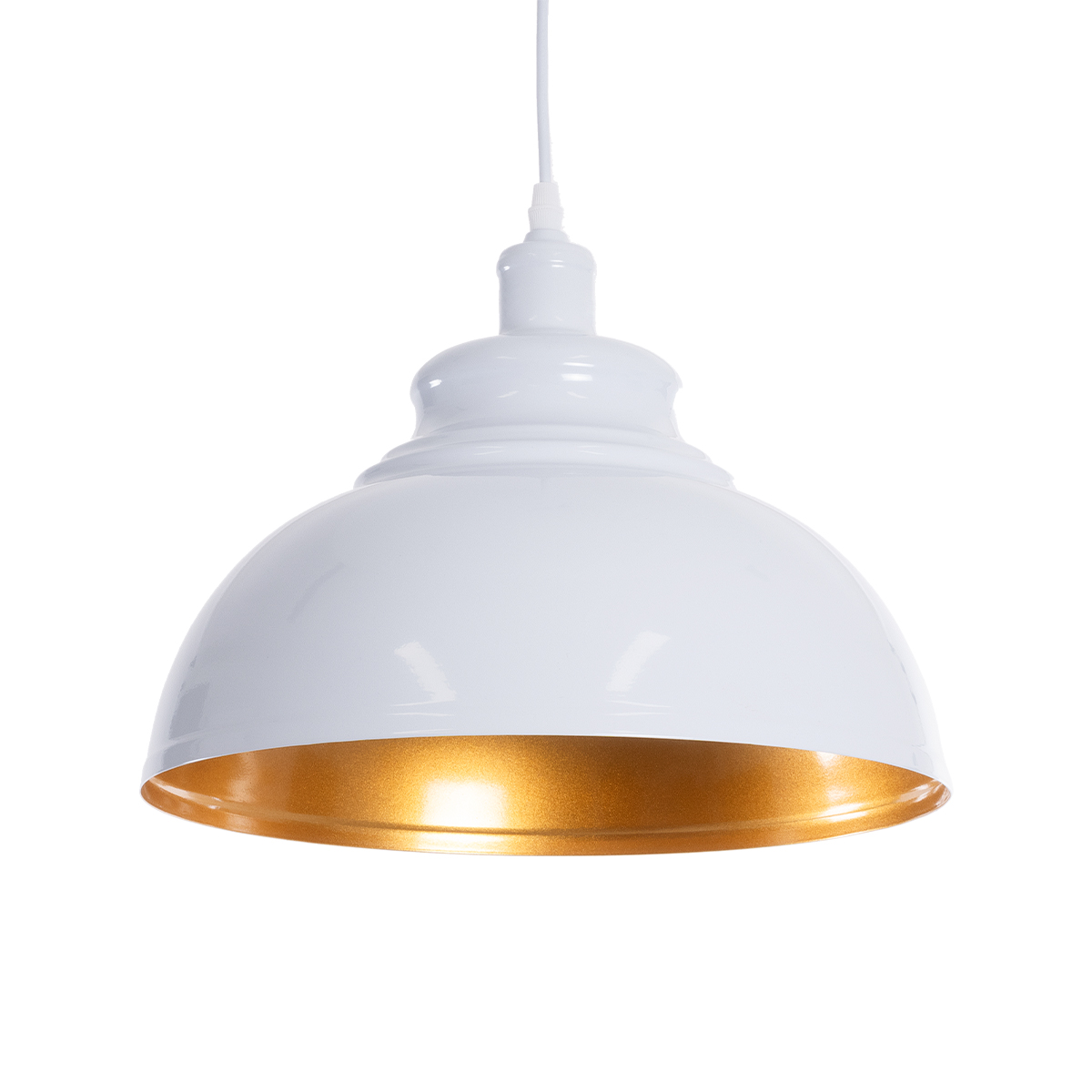 GLOBOSTAR® ANDY 00999 Μοντέρνο Κρεμαστό Φωτιστικό Οροφής με Ντουί 1 x E27 AC 220-240V IP20 - Λευκό & Χρυσό - Μ35 x Π35 x Υ28cm - Image 2