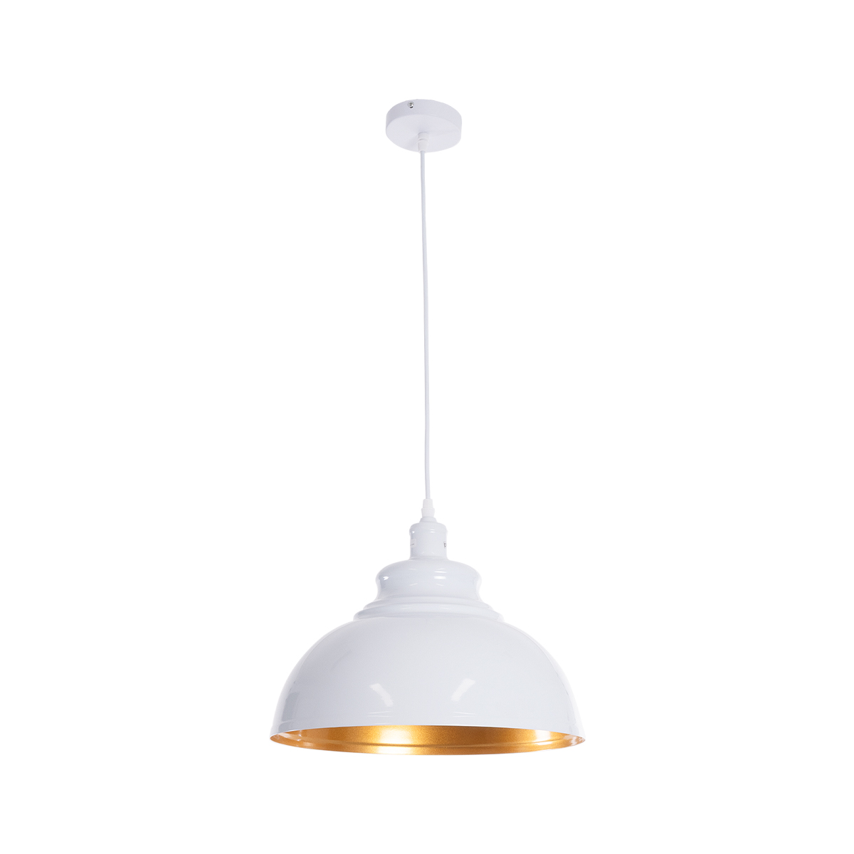 GLOBOSTAR® ANDY 00999 Μοντέρνο Κρεμαστό Φωτιστικό Οροφής με Ντουί 1 x E27 AC 220-240V IP20 - Λευκό & Χρυσό - Μ35 x Π35 x Υ28cm - Image 4