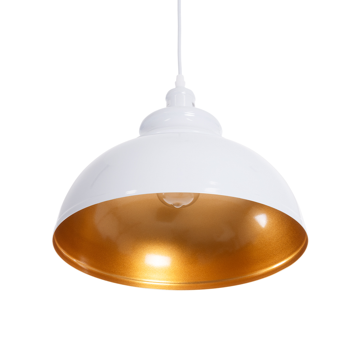 GLOBOSTAR® ANDY 00999 Μοντέρνο Κρεμαστό Φωτιστικό Οροφής με Ντουί 1 x E27 AC 220-240V IP20 - Λευκό & Χρυσό - Μ35 x Π35 x Υ28cm - Image 6
