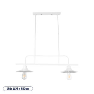 GLOBOSTAR® REGAL 01008 Vintage Φωτιστικό Οροφής με Ντουί 2 x E27 AC 220-240V IP20 - Λευκό - Μ80 x Π26 x Υ82cm