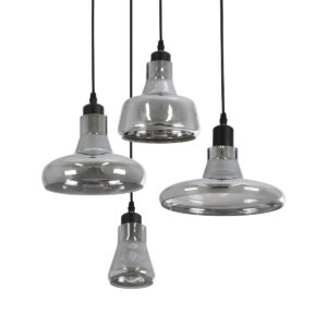 GLOBOSTAR® FEMINE 01011 Μοντέρνο Κρεμαστό Φωτιστικό Οροφής με Ντουί 4 x E27 AC 220-240V IP20 - Γκρι & Μαύρο - Μ70 x Π70 x Y24.5cm - Σετ 4 Τεμαχίων