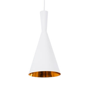 GLOBOSTAR® SHANGHAI 01026-C Μοντέρνο Κρεμαστό Φωτιστικό Οροφής με Ντουί 1 x E27 AC 220-240V IP20 - Λευκό & Χρυσό - Μ19 x Π19 x Υ38cm