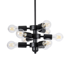 GLOBOSTAR® DELIR 01035 Μοντέρνο Φωτιστικό Οροφής με Ντουί 9 x E27 AC 220-240V IP20 - Μαύρο - Μ24 x Π24 x Υ23cm