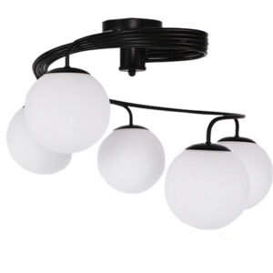 GLOBOSTAR® SELINA 01090 Μοντέρνο Φωτιστικό Οροφής με Ντουί 5 x E27 AC 220-240V IP20 - Μαύρο & Λευκό - Μ63 x Π63 x Υ47cm