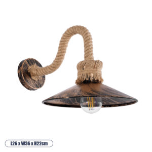 GLOBOSTAR® ROBLY 01125 Vintage Φωτιστικό Τοίχου - Απλίκα με Ντουί 1 x E27 AC 220-240V IP20 - Χάλκινο & Μπεζ - Μ26 x Π36 x Υ22cm