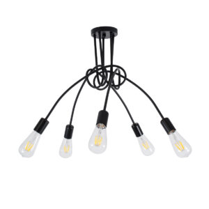 GLOBOSTAR® PAULELI 01127 Μοντέρνο Φωτιστικό Οροφής με Ντουί 5 x E27 AC 220-240V IP20 - Μαύρο - Μ76 x Π76 x Υ45cm