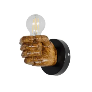 GLOBOSTAR® FIST 01138 Μοντέρνο Φωτιστικό Τοίχου - Απλίκα με Ντουί 1 x E27 AC 220-240V IP20 - Καφέ - Μ15 x Π12 x Υ12cm