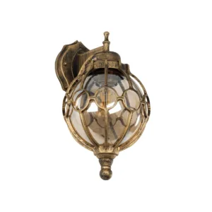 GLOBOSTAR® ETOILE 01227 Vintage Φωτιστικό Τοίχου - Απλίκα με Ντουί 1 x E27 AC 220-240V IP20 - Μπρούτζινο & Μελί - Μ19 x Π21 x Υ34cm