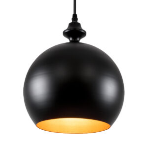GLOBOSTAR® ROCKFORD 01287-B Μοντέρνο Κρεμαστό Φωτιστικό Οροφής με Ντουί 1 x E27 AC 220-240V IP20 - Μαύρο & Χρυσό - Μ24 x Π24 x Y27cm