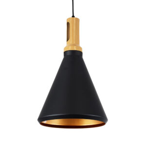 GLOBOSTAR® CALYPSO 01334-C Μοντέρνο Κρεμαστό Φωτιστικό Οροφής με Ντουί 1 x E27 AC 220-240V IP20 - Μαύρο & Μπρούτζινο - Μ25 x Π25 x Υ40cm