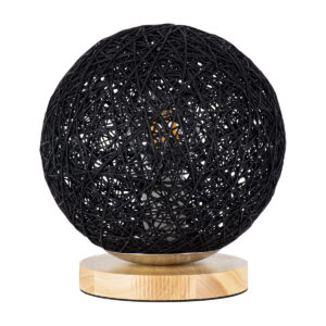 GLOBOSTAR® OCEANA 01338 Boho Επιτραπέζιο Φωτιστικό Πορτατίφ με Ντουί 1 x E27 AC 220-240V IP20 - Μαύρο & Μπεζ - M20 x Π20 x Υ22cm