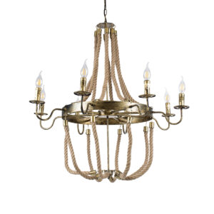 GLOBOSTAR® VICTORIAN 01405 Vintage Κρεμαστό Φωτιστικό Οροφής με Ντουί 8 x E14 AC 220-240V IP20 - Μπρούτζινο Εφέ Σκουριάς & Μπεζ - Μ87 x Π87 x Υ80cm