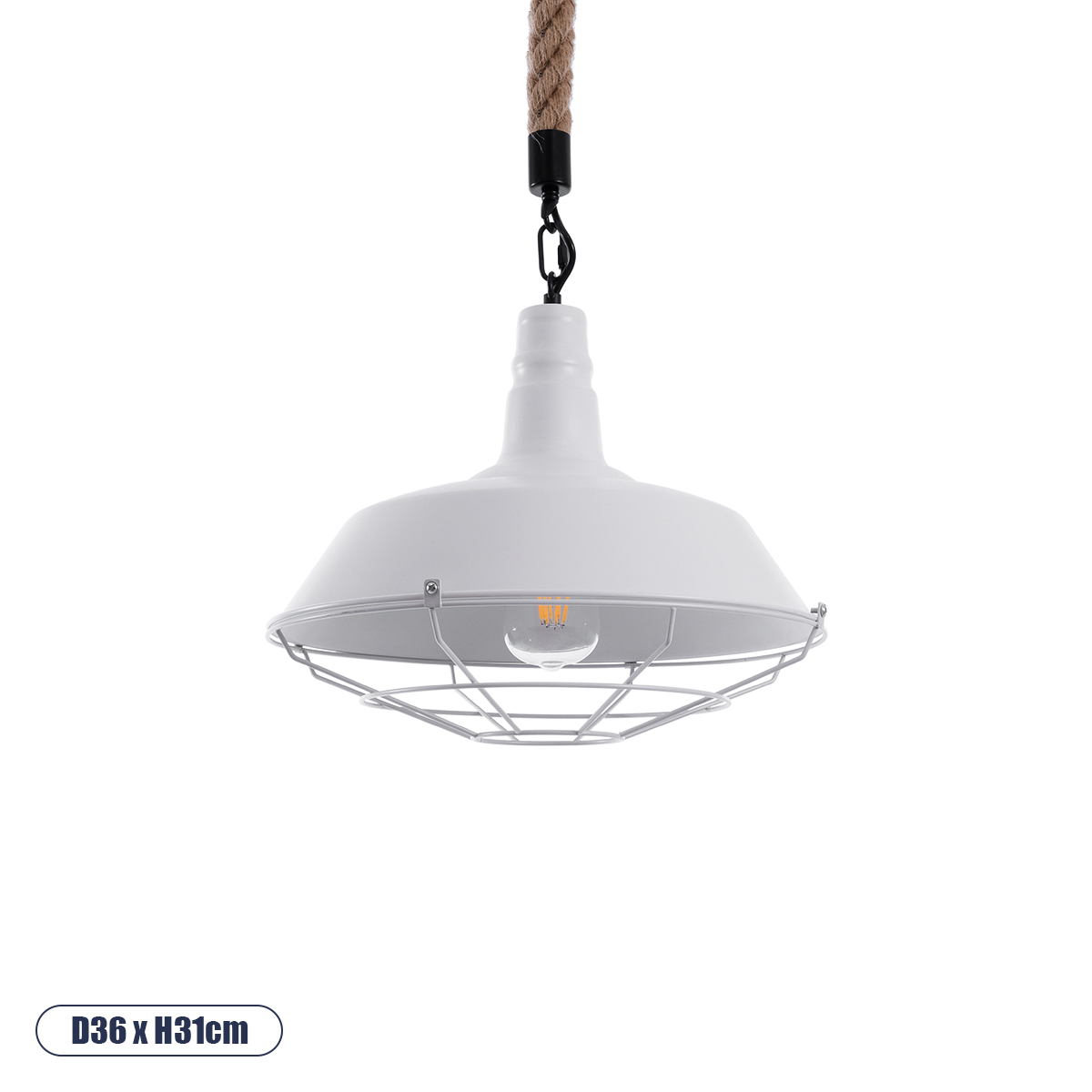 GLOBOSTAR® CRANE 01409 Vintage Κρεμαστό Φωτιστικό Οροφής με Ντουί 1 x E27 AC 220-240V IP20 - Λευκό & Μπεζ - Μ36 x Π36 x Υ31cm