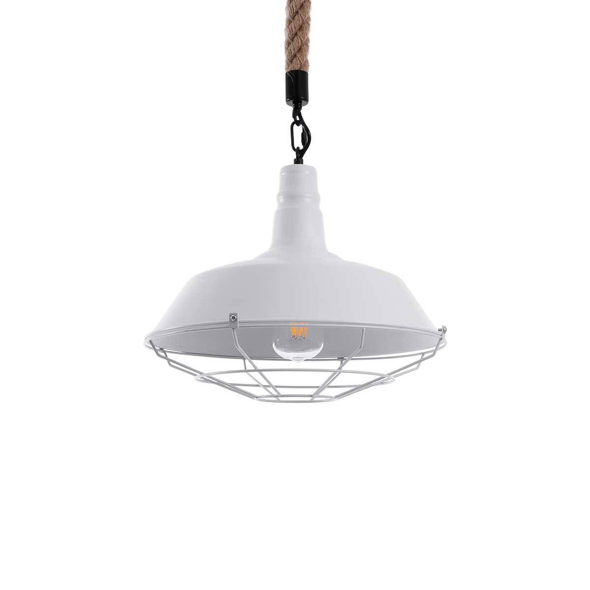 GLOBOSTAR® CRANE 01409 Vintage Κρεμαστό Φωτιστικό Οροφής με Ντουί 1 x E27 AC 220-240V IP20 - Λευκό & Μπεζ - Μ36 x Π36 x Υ31cm - Image 2