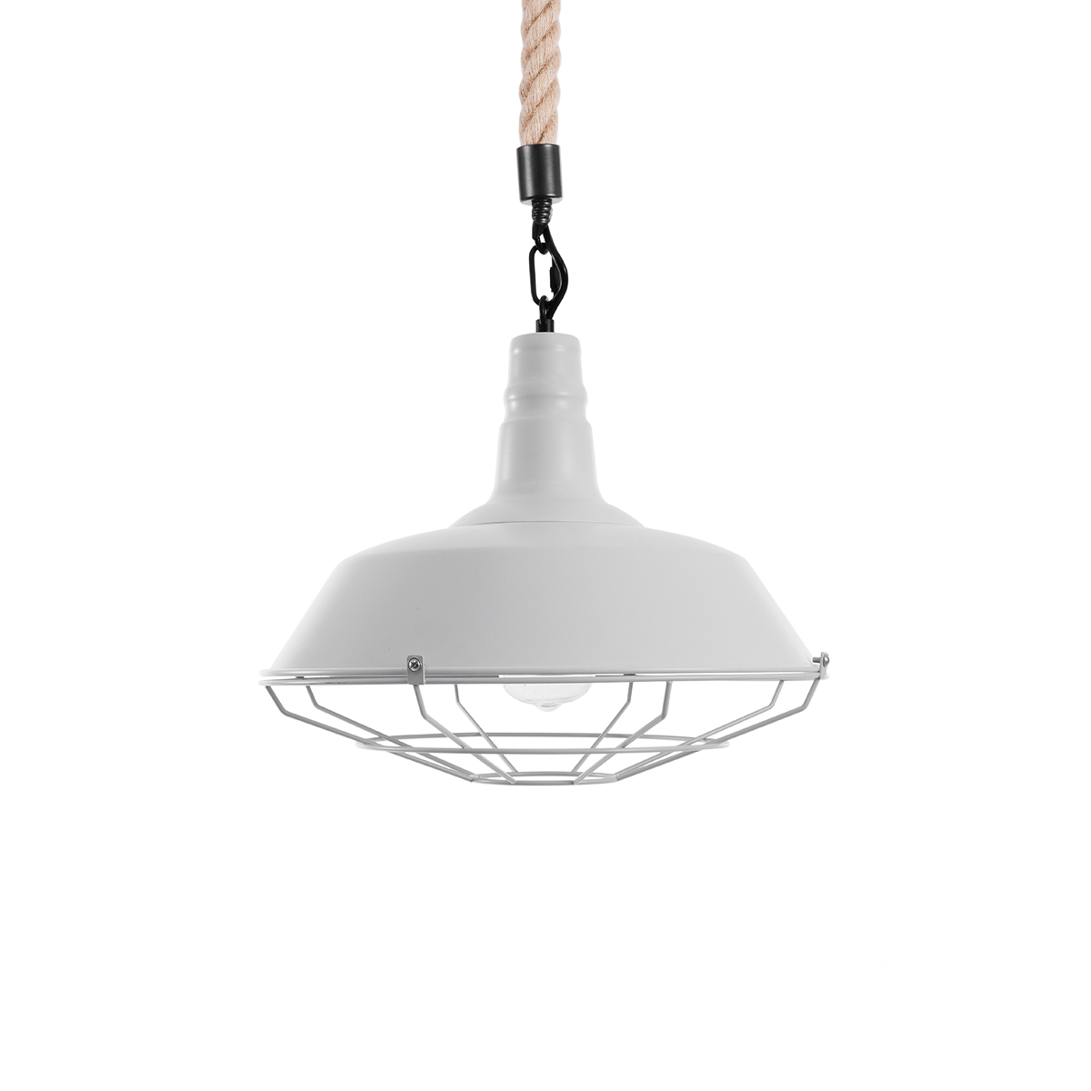 GLOBOSTAR® CRANE 01409 Vintage Κρεμαστό Φωτιστικό Οροφής με Ντουί 1 x E27 AC 220-240V IP20 - Λευκό & Μπεζ - Μ36 x Π36 x Υ31cm - Image 5