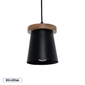GLOBOSTAR® LANA 01424 Μοντέρνο Κρεμαστό Φωτιστικό Οροφής με Ντουί 1 x E27 AC 220-240V IP20 - Μαύρο & Καφέ - Μ13 x Π13 x Y17cm