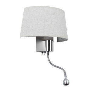 GLOBOSTAR® ELEGANT 01493 Μοντέρνο Φωτιστικό Τοίχου - Απλίκα Ξενοδοχείου Reading Light με Ντουί 1 x E27 LED 3W 360lm 36° AC 220-240V IP20 Θερμό Λευκό 2700K - Bridgelux COB Chip - Ασημί & Λευκό - Μ26 x Π16.5 x Υ33cm - 2 Χρόνια Εγγύηση