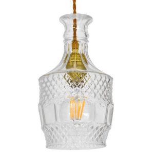 GLOBOSTAR® WHISKEY 01513 Vintage Κρεμαστό Φωτιστικό Οροφής με Ντουί 1 x E27 AC 220-240V IP20 - Διάφανο - Μ13 x Π13 x Υ22cm