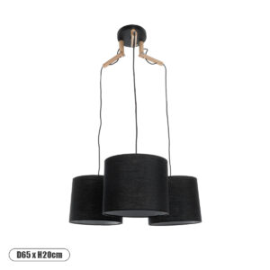 GLOBOSTAR® RAMSON 01525 Μοντέρνο Κρεμαστό Φωτιστικό Οροφής με Ντουί 3 x E27 AC 220-240V IP20 - Μαύρο & Μπεζ - Μ65 x Π65 x Υ20cm