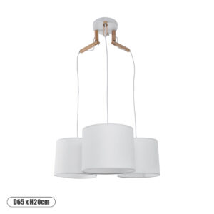 GLOBOSTAR® RAMSON 01526 Μοντέρνο Κρεμαστό Φωτιστικό Οροφής με Ντουί 3 x E27 AC 220-240V IP20 - Λευκό & Μπεζ - Μ65 x Π65 x Υ20cm