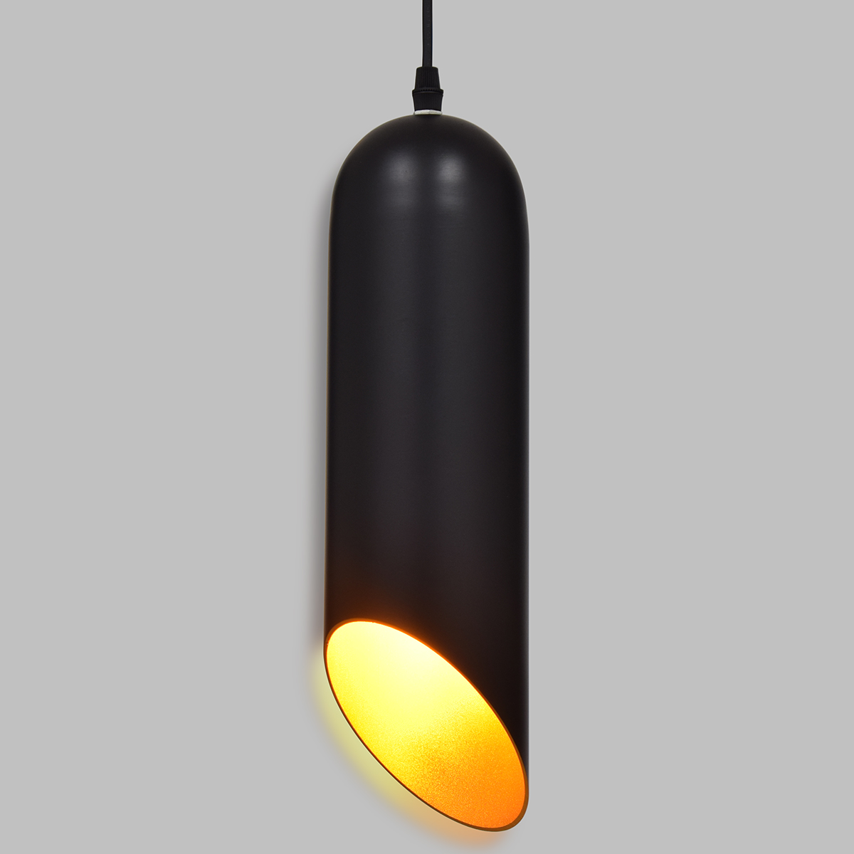 GLOBOSTAR® CARSON 01527 Μοντέρνο Κρεμαστό Φωτιστικό Οροφής με Ντουί 1 x E27 AC 220-240V IP20 - Μαύρο & Χρυσό - Μ10 x Π10 x Υ38cm - Image 2