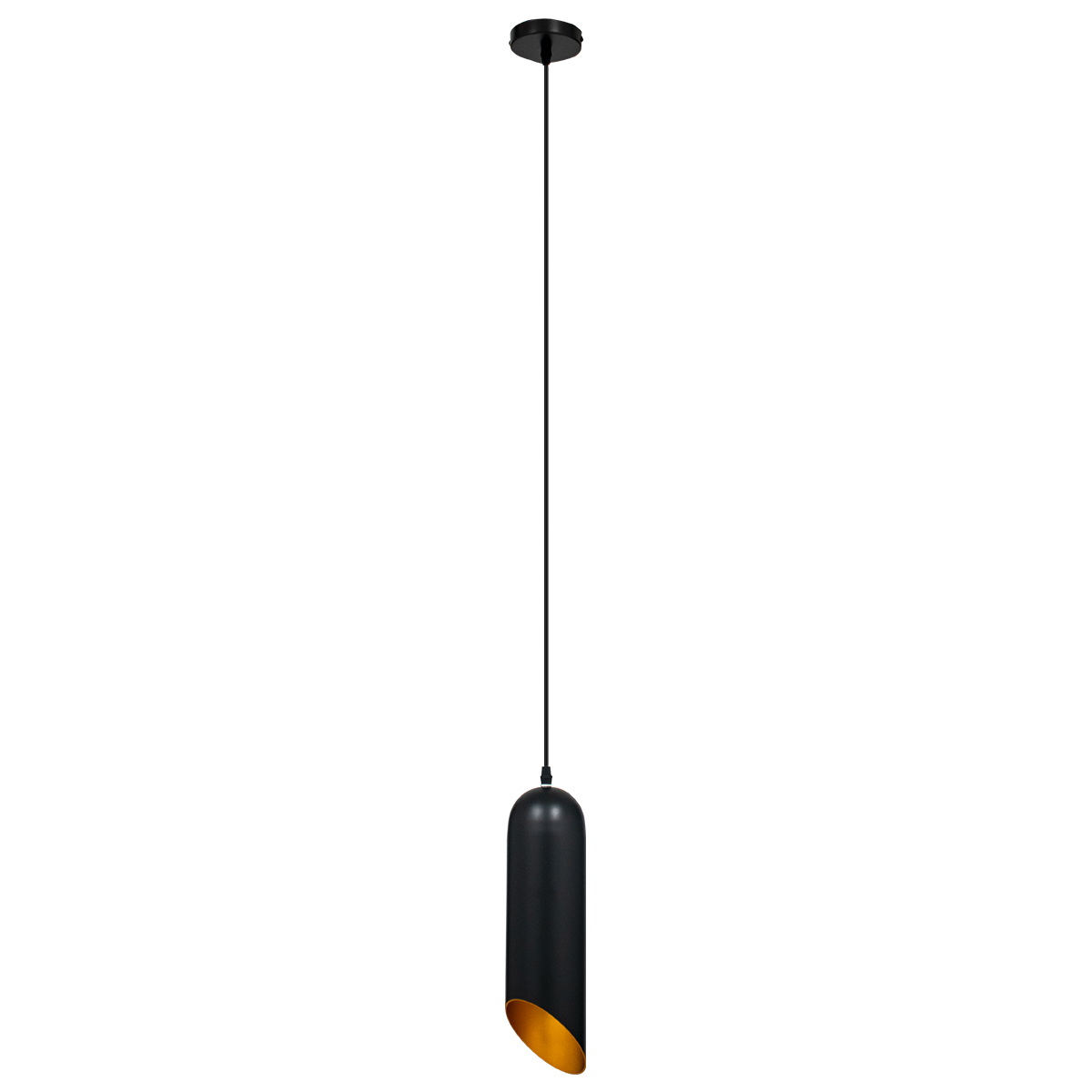 GLOBOSTAR® CARSON 01527 Μοντέρνο Κρεμαστό Φωτιστικό Οροφής με Ντουί 1 x E27 AC 220-240V IP20 - Μαύρο & Χρυσό - Μ10 x Π10 x Υ38cm - Image 3