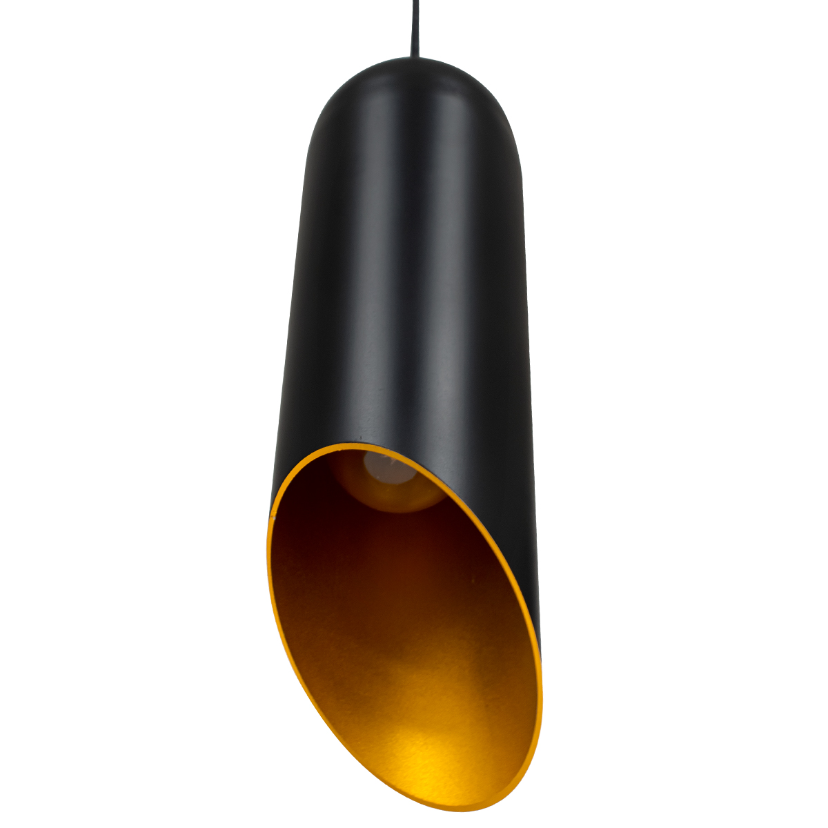 GLOBOSTAR® CARSON 01527 Μοντέρνο Κρεμαστό Φωτιστικό Οροφής με Ντουί 1 x E27 AC 220-240V IP20 - Μαύρο & Χρυσό - Μ10 x Π10 x Υ38cm - Image 5