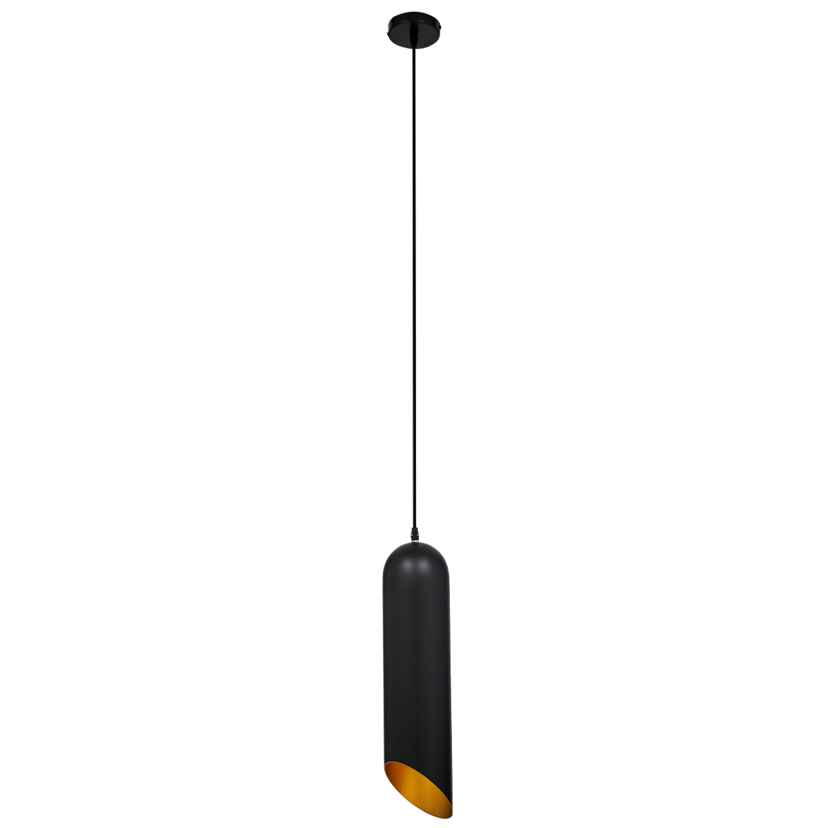 GLOBOSTAR® CARSON 01528 Μοντέρνο Κρεμαστό Φωτιστικό Οροφής με Ντουί 1 x E27 AC 220-240V IP20 - Μαύρο & Χρυσό - Μ12 x Π12 x Υ52cm - Image 3