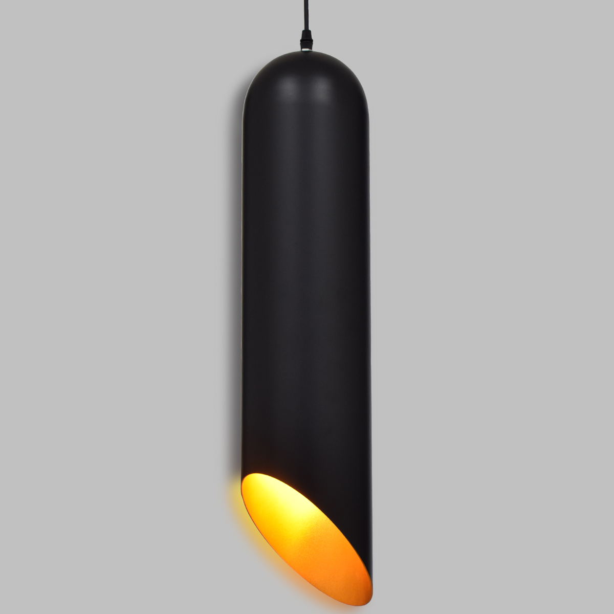 GLOBOSTAR® CARSON 01529 Μοντέρνο Κρεμαστό Φωτιστικό Οροφής με Ντουί 1 x E27 AC 220-240V IP20 - Μαύρο & Χρυσό - Μ15 x Π15 x Υ68cm - Image 2