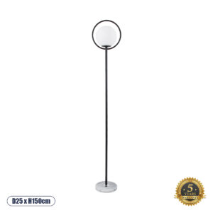 GLOBOSTAR® VERSAILLES 01540 Μοντέρνο Επιδαπέδιο Φωτιστικό με Ντουί 1 x E27 AC 220-240V IP20 - Μαύρο & Λευκό - Μ25 x Π25 x Υ150cm