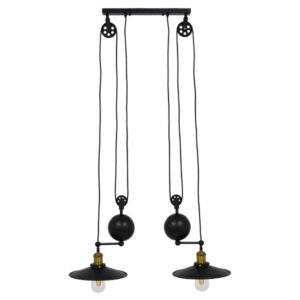 GLOBOSTAR® CARILO 01550 Vintage Κρεμαστό Φωτιστικό Οροφής με Ντουί 2 x E27 AC 220-240V IP20 - Μαύρο & Χρυσό - Μ72 x Π26 x Υ120cm