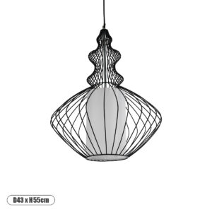 GLOBOSTAR® LILY 01558 Vintage Κρεμαστό Φωτιστικό Οροφής με Ντουί 1 x E27 AC 220-240V IP20 - Μαύρο & Λευκό - Μ43 x Π43 x Υ55cm