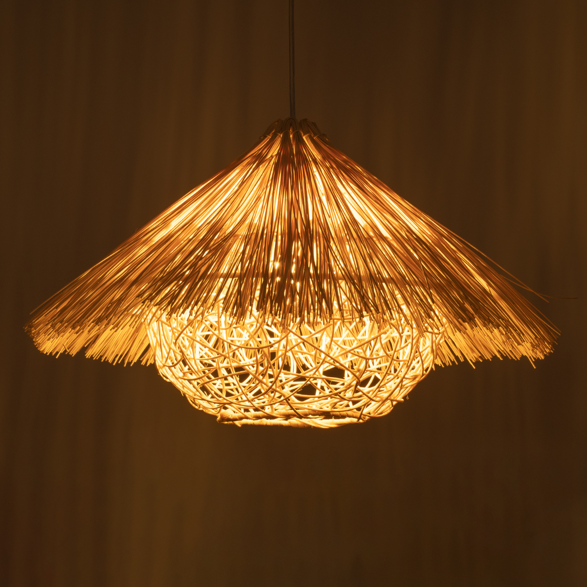 GLOBOSTAR® CHEOPE 01599 Boho Κρεμαστό Φωτιστικό Οροφής με Ντουί 1 x E27 AC 220-240V IP20 - Μπεζ - Μ45 x Π45 x Υ35cm - Image 3