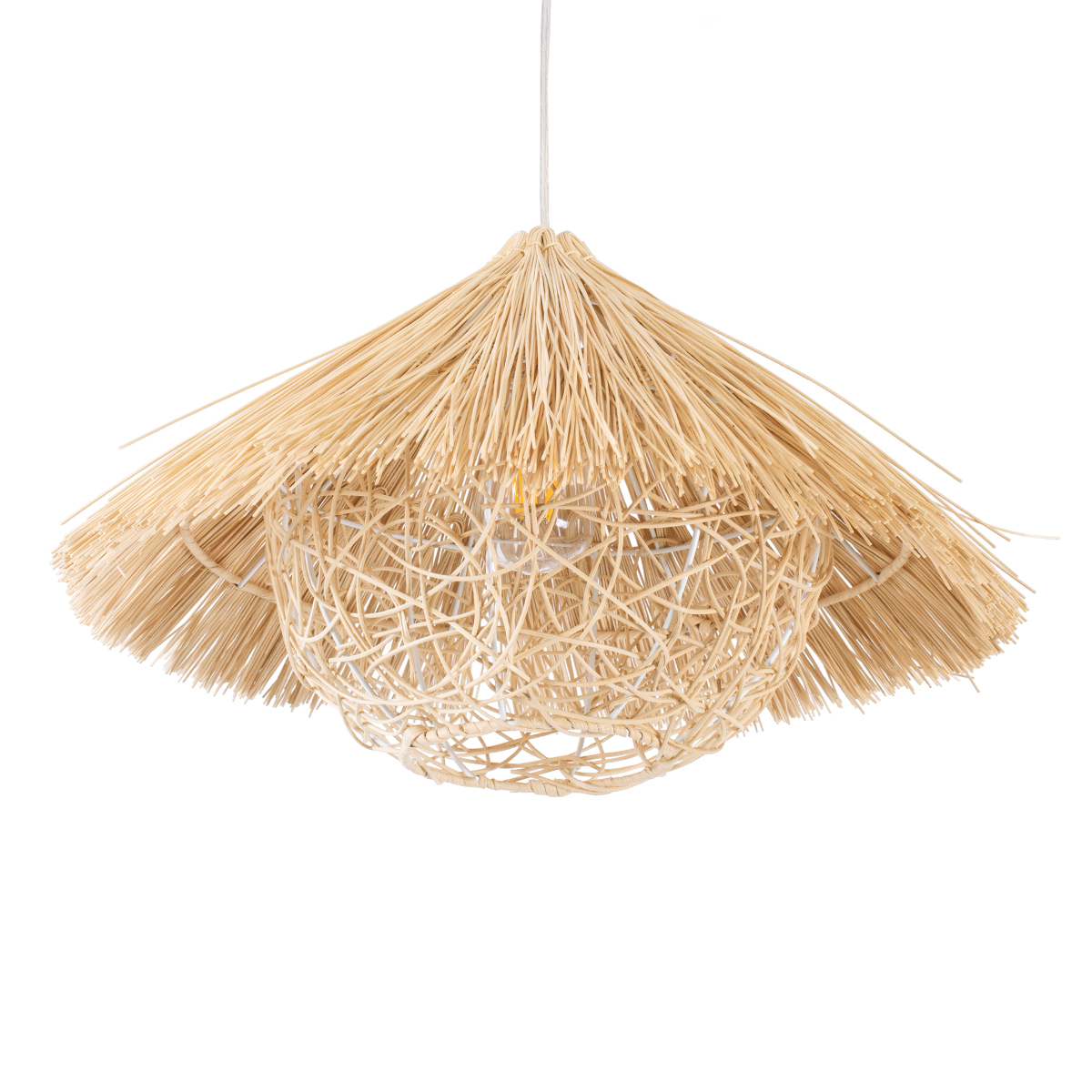 GLOBOSTAR® CHEOPE 01599 Boho Κρεμαστό Φωτιστικό Οροφής με Ντουί 1 x E27 AC 220-240V IP20 - Μπεζ - Μ45 x Π45 x Υ35cm - Image 6