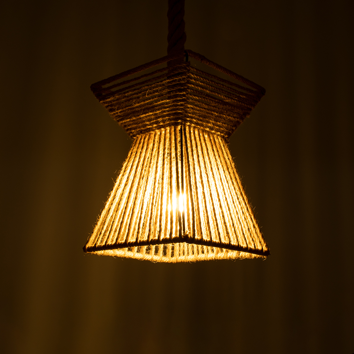 GLOBOSTAR® ROUGE 01611 Boho Κρεμαστό Φωτιστικό Οροφής με Ντουί 1 x E27 AC 220-240V IP20 - Μπεζ - Μ21 x Π21 x Y27cm - Image 3