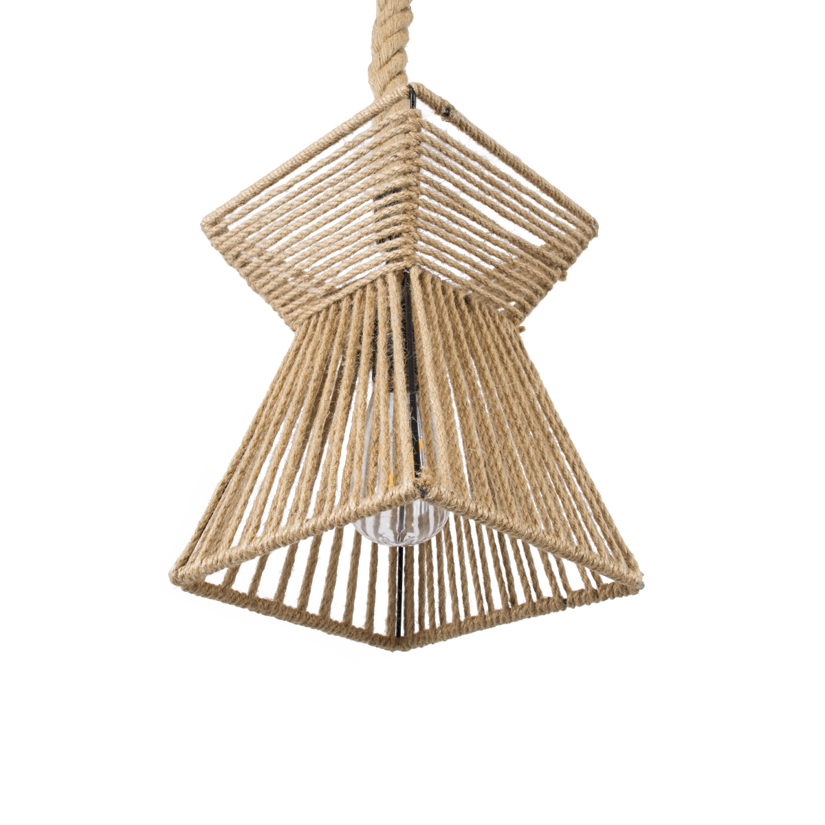 GLOBOSTAR® ROUGE 01611 Boho Κρεμαστό Φωτιστικό Οροφής με Ντουί 1 x E27 AC 220-240V IP20 - Μπεζ - Μ21 x Π21 x Y27cm - Image 6