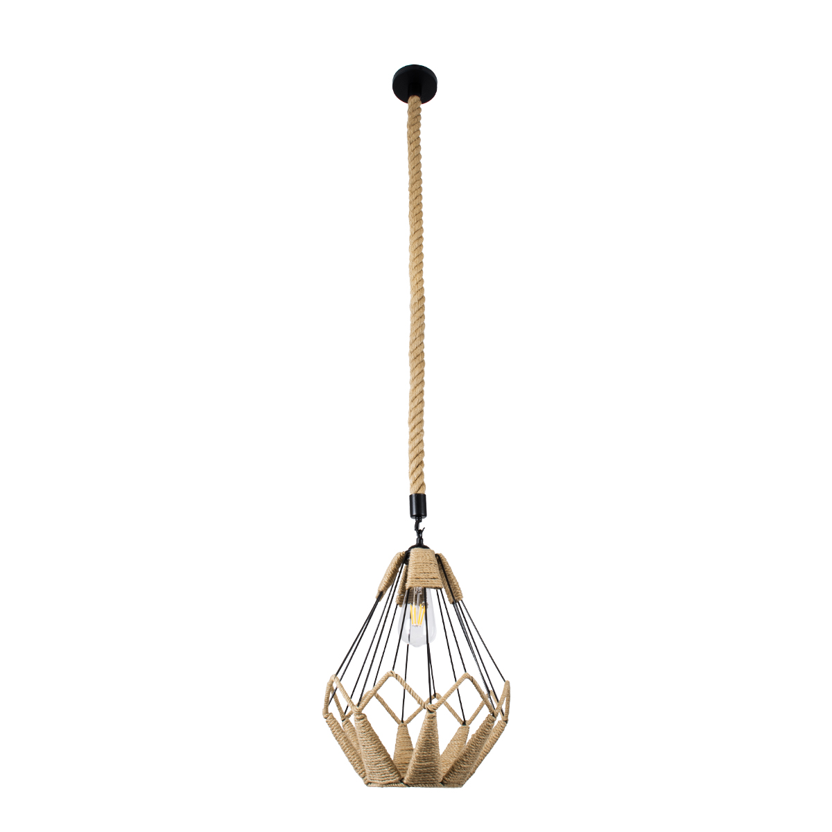 GLOBOSTAR® CONICAL 01617 Vintage Κρεμαστό Φωτιστικό Οροφής με Ντουί 1 x E27 AC 220-240V IP20 - Μαύρο & Μπεζ - Μ30 x Π30 x Υ40cm - Image 4