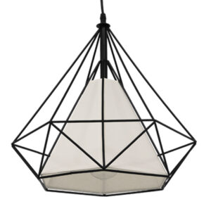 GLOBOSTAR® KAIRI 01618 Μοντέρνο Κρεμαστό Φωτιστικό Οροφής με Ντουί 1 x E27 AC 220-240V IP20 - Μαύρο & Λευκό - Μ38 x Π38 x Υ39cm
