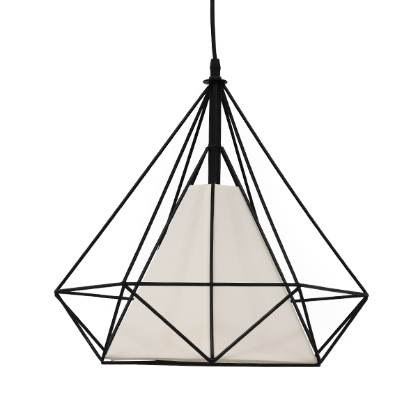 GLOBOSTAR® KAIRI 01618 Μοντέρνο Κρεμαστό Φωτιστικό Οροφής με Ντουί 1 x E27 AC 220-240V IP20 - Μαύρο & Λευκό - Μ38 x Π38 x Υ39cm - Image 3