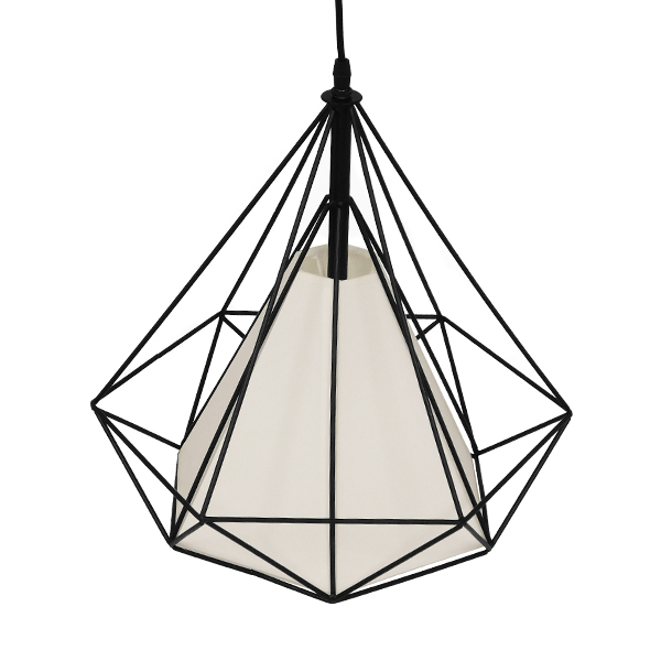 GLOBOSTAR® KAIRI 01618 Μοντέρνο Κρεμαστό Φωτιστικό Οροφής με Ντουί 1 x E27 AC 220-240V IP20 - Μαύρο & Λευκό - Μ38 x Π38 x Υ39cm - Image 5