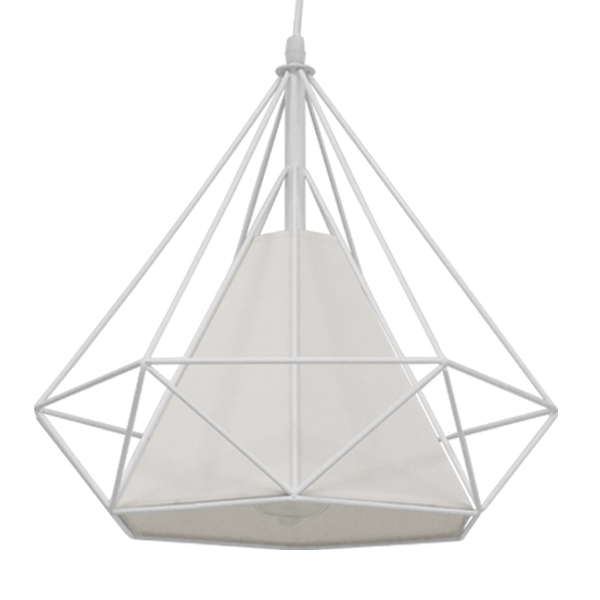 GLOBOSTAR® KAIRI 01619 Μοντέρνο Κρεμαστό Φωτιστικό Οροφής με Ντουί 1 x E27 AC 220-240V IP20 - Λευκό - Μ38 x Π38 x Υ39cm