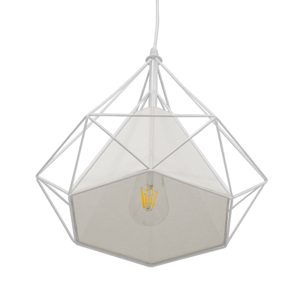 GLOBOSTAR® KAIRI 01619 Μοντέρνο Κρεμαστό Φωτιστικό Οροφής με Ντουί 1 x E27 AC 220-240V IP20 - Λευκό - Μ38 x Π38 x Υ39cm - Image 4
