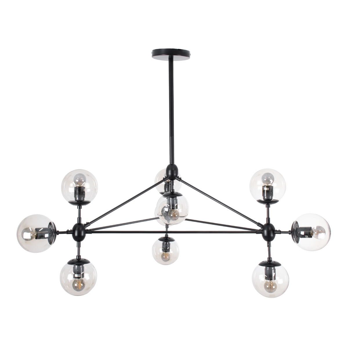 GLOBOSTAR® SENTINEL 01636 Μοντέρνο Φωτιστικό Οροφής με Ντουί 10 x E27 AC 220-240V IP20 - Μαύρο & Διάφανο - Μ105 x Π80 x Υ90cm - Image 4